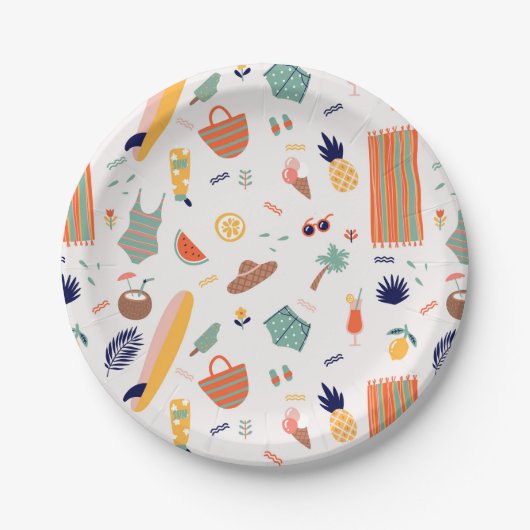 サニービーチおもしろいパターン ペーパープレート (正面)
