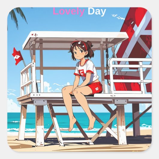 サニービーチで私と素敵な日。シール スクエアシール (正面)