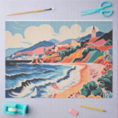 サニービーチシーン旧市山々海 薄葉紙 (クラフト)