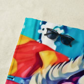 サニービーチドッグカラフル絵画: s ビーチタオル (インサイチュ)