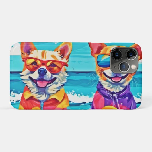サニービーチドッグカラフル絵画: s Case-Mate iPhoneケース (裏面(横))