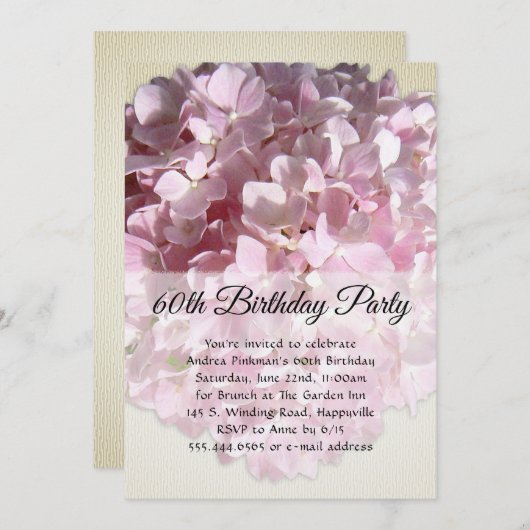 サニーピンクフラワースペシャルバースデーパーティー 招待状 (正面/裏面)