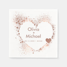 サニーピーチピンクハート結婚リースナプキンス スタンダードカクテルナプキン