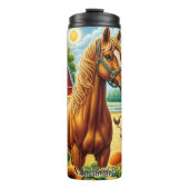 サニーファーミヤードに栗の馬 タンブラー (正面)