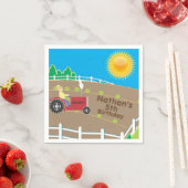 サニーファームトラクタカスタム子供の誕生日 スタンダードカクテルナプキン (インサイチュ)