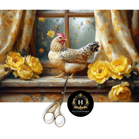 サニーファームハウスチキンイエローローズデクページ 薄葉紙