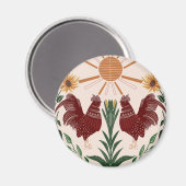 サニーフォークアートルースター – 放射対称性 マグネット (正面/裏面)