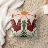 サニーフォークアートロスターシンメトリデザイン クッション (ブランケット)