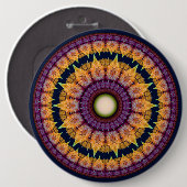 サニーフラクタルオレンジブルーマンダラオーナメント 缶バッジ (正面&裏面)