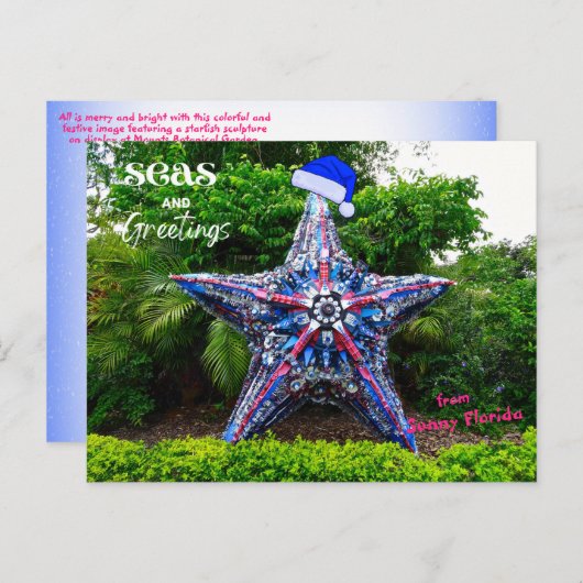 サニーフロリダクリスマスからの海と挨拶 ポストカード (正面/裏面)