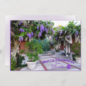 サニーフロリダパープルフラワーからのメリークリスマス シーズンカード (正面/裏面)