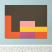 サニーブロックブラウン&オレンジ キャンバスプリント (インサイチュ (ウッドフロア))