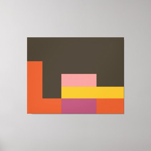 サニーブロックブラウン&オレンジ キャンバスプリント (正面)