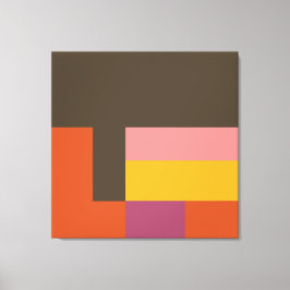 サニーブロックブラウン&オレンジ キャンバスプリント