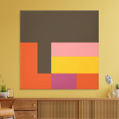 サニーブロックブラウン&オレンジ キャンバスプリント (インサイチュ (リビング))