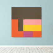 サニーブロックブラウン&オレンジ キャンバスプリント (インサイチュ (ウッドフロア))