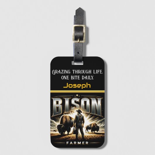 サニープレーリーでバイソンファームを探索 ラゲッジタグ (正面縦)
