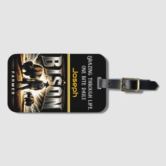 サニープレーリーでバイソンファームを探索 ラゲッジタグ (正面横)