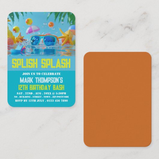 サニープールプールパーティー誕生日配布資料チケット 名刺 (正面/裏面)