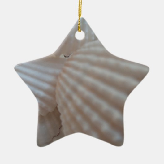 サニーホワイトシーシェル、シーシェルビーチ夏の愛 セラミックオーナメント (正面)