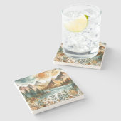 サニーボ素朴ホ自然パターンマウンテンレイク ストーンコースター (横)