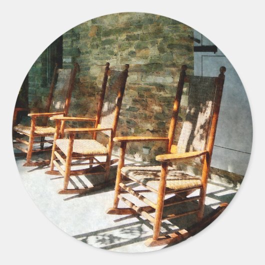 サニーポーチの木製ロッキングチェア3個 ラウンドシール (正面)