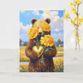 サニーメドウベアーイエロー結婚1周年記念 カード (黄色い花)