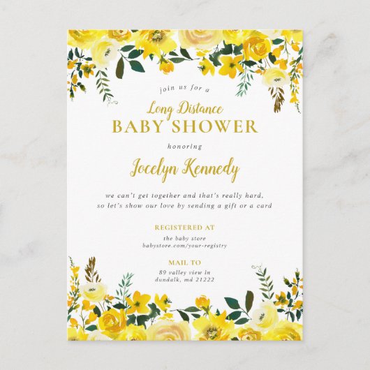 サニーメドーロングディスタンスベビーシャワー招待状 シーズンポストカード (正面)