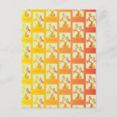 サニーモダンイエローチューリップカップルイラストレーション ポストカード (正面)