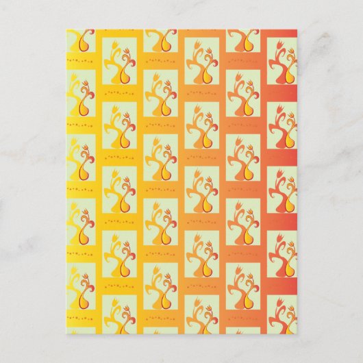 サニーモダンイエローチューリップカップルイラストレーション ポストカード (正面)