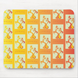 サニーモダンイエローチューリップカップルイラストレーション マウスパッド