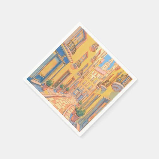 サニーヨーロッパ通りナプキンス – コージーアーキテクチャー スタンダードカクテルナプキン (角)