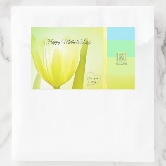 サニーライムパステルパレットチューリップフォトモノグラム 長方形シール (バッグ)