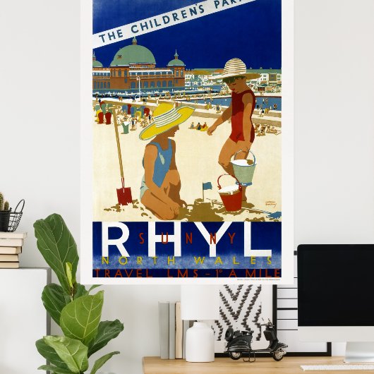 サニーライルノースウェールズ1935ヴィンテージ ポスター (ホームオフィス)