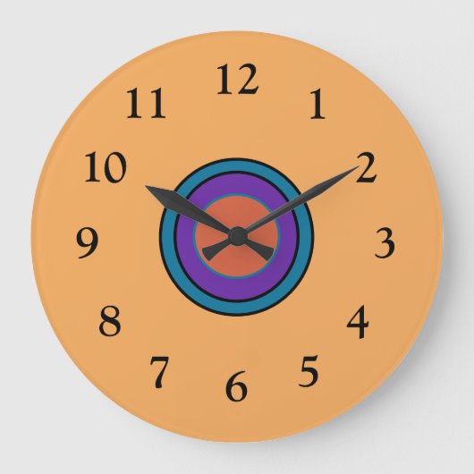 サニーレモン/金ゴールドとCerice Purple Center ラージ壁時計 (正面)