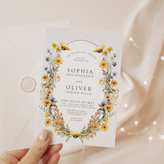 サニーワイルドフラワーシック結婚フローラ 招待状