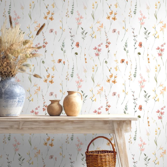 サニーワイルドフラワーパターンピーチID1023 壁紙 (クリエイターアップロード済み)