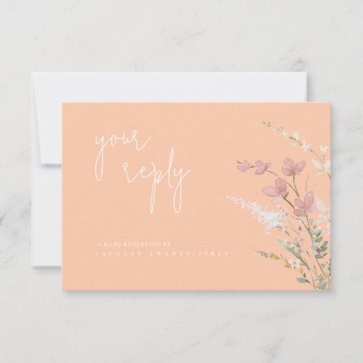 サニーワイルドフラワー結婚のアプリコットID1023 出欠カード (正面)