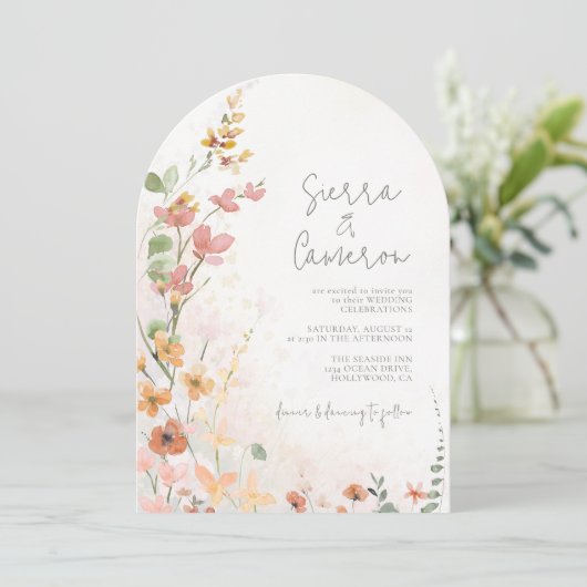 サニーワイルドフラワー結婚のアーチID1023 招待状 (スタンド正面)