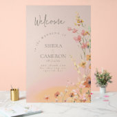 サニーワイルドフラワー結婚のウェルカムグラデーションID1023 アクリルサイン (ウェディング)