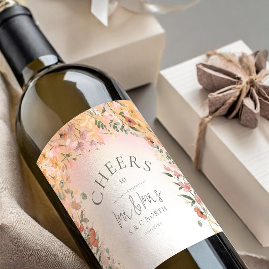 サニーワイルドフラワー結婚の応援グラデーションID1023 ワインラベル