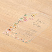 サニーワイルドフラワー結婚の透明アーチID1023 アクリル招待状 (レイダウン)