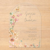 サニーワイルドフラワー結婚の透明アーチID1023 アクリル招待状 (正面)