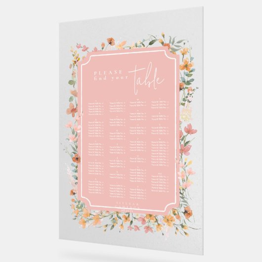 サニーワイルドフラワー結婚ズシーティングピンクID1023 アクリルサイン (傾斜)