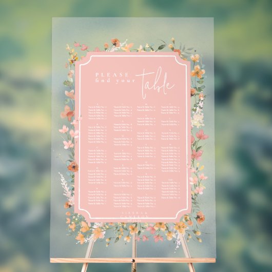 サニーワイルドフラワー結婚ズシーティングピンクID1023 アクリルサイン (ニュートラル)