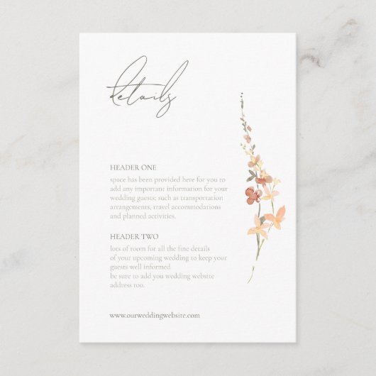 サニーワイルドフラワー結婚ズスプレーID1023 エンクロージャーカード (正面)