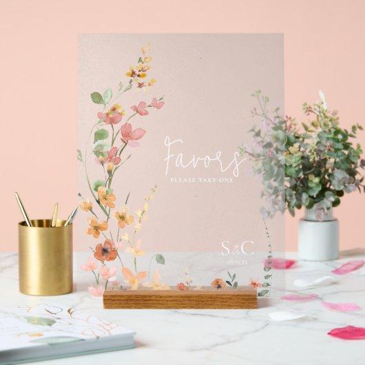 サニーワイルドフラワー結婚式の引き出物グラデーションID1023 アクリルサイン (ウェディング)