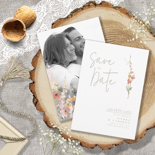 サニーワイルドフラワー縁ど写真テンプレートID1023 セーブザデート