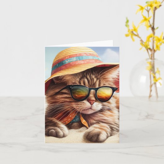 サニー子猫 カード (黄色い花)