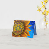 サニー素朴サンフラワーオンブルー カード (黄色い花)